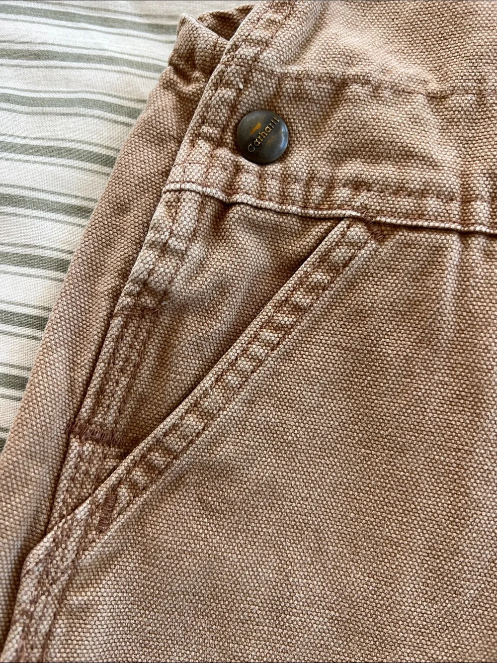 Carhartt Brown Kids Canvas Overalls with Pocket Patch
